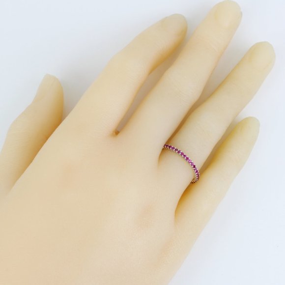 New Jolie 18k White Gold & Red Ruby Stackable Eternity Wedding Anniversary Ring - Picture 3 of 3